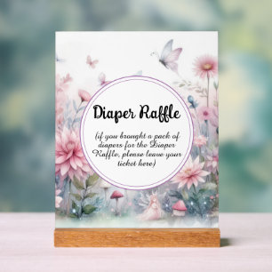 Panneau En Acrylique Fairy Garden Baby shower Déchets Raffin