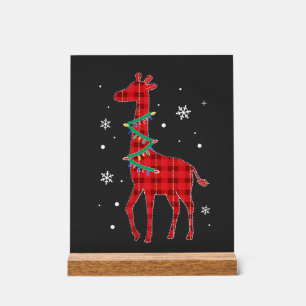 Panneau En Acrylique Famille à carreaux de buffle Girafe Noël Pyjama as