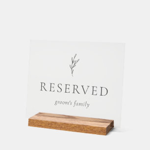 Panneau En Acrylique Famille de Groom Réservée Simple Minimaliste Éléga