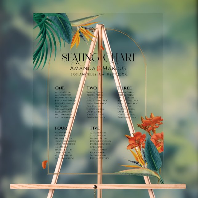 Panneau En Acrylique Fancy Flowers Tropical Accueil Mariage (Neutre)