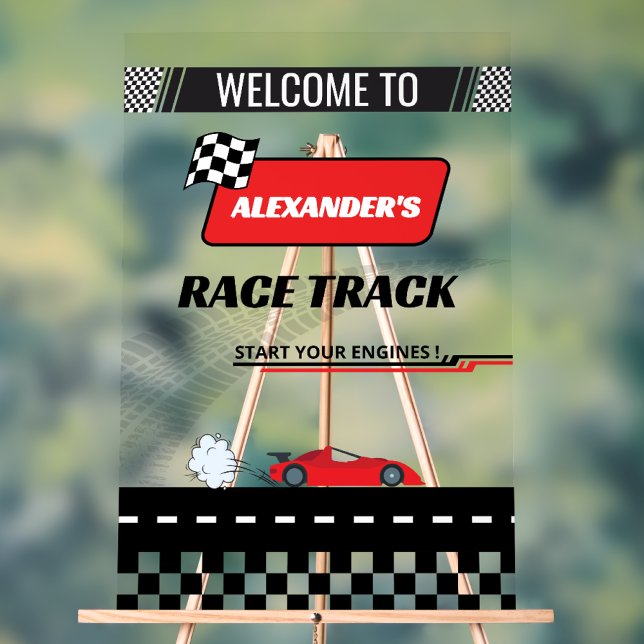 Panneau En Acrylique Fast retro voiture rouge piste de course garçon an (Créateur téléchargé)