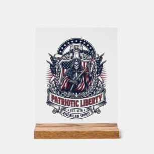 Panneau En Acrylique Faucheuse de la Liberté Patriotique Squelette de P