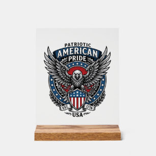 Panneau En Acrylique Faucon de bataille patriotique Aigle et faucon pat