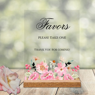 Panneau En Acrylique Faveurs de mariage floral rose