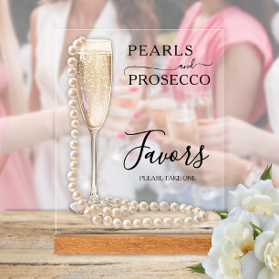 Panneau En Acrylique Faveurs de Mariage Perles et Prosecco
