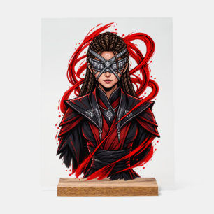 Panneau En Acrylique Femme Cyber Samouraï à la Volonté Indomptable