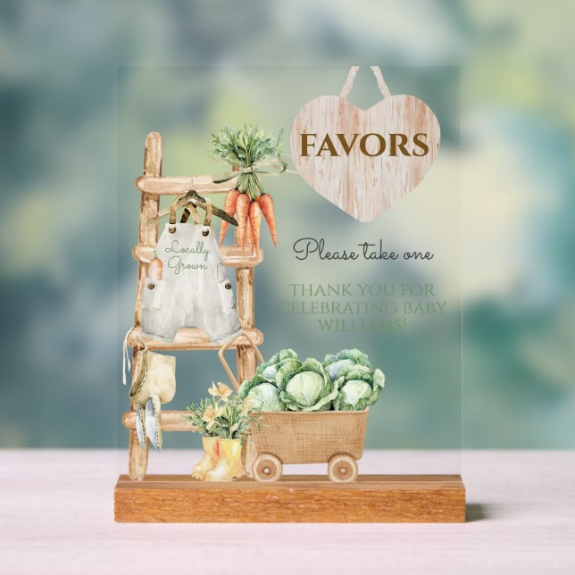 Panneau En Acrylique Ferme cultivée localement Baby shower rustique fav (Neutre)