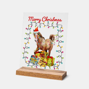 Panneau En Acrylique Festive Pays Joyeux Noël mot art cheval