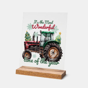 Panneau En Acrylique Festive Pays tracteur de Noël