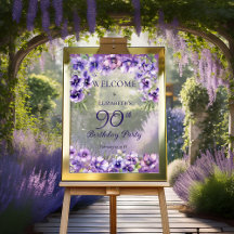 Fête d'anniversaire élégante violettes florales 90