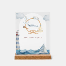 Fête d'anniversaire nautique à l'aquarelle