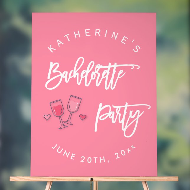Panneau En Acrylique Fête de Bachelorette Rose et Blanc (Neutre)