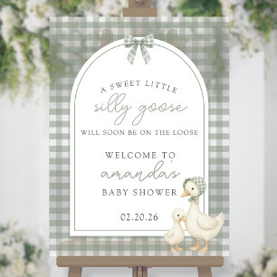Panneau En Acrylique Fête de Bébé Sage Green Silly Goose Storybook