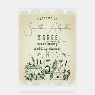 Panneau En Acrylique Fête de crânes de mariage de Margs Bienvenue à la 