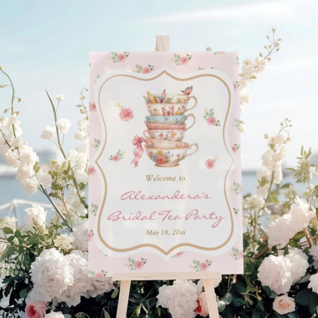 Panneau En Acrylique Fête de douche de mariée de Tea Party (Créateur téléchargé)
