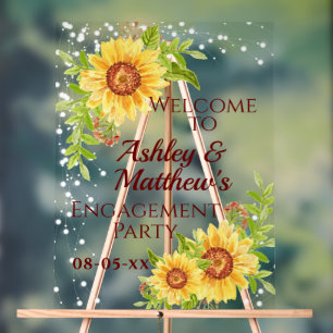 Panneau En Acrylique Fête de Fiançailles Bienvenue Fleur de Tournesol
