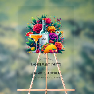 Panneau En Acrylique Fête de fiançailles Fiesta Tacos et Tequila Bienve