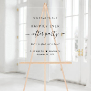 Panneau En Acrylique Fête de Mariage Bienvenue Après Pour Toujours