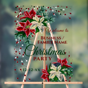 Panneau En Acrylique Fête de Noël Bienvenue Floral Poinsettia hiver