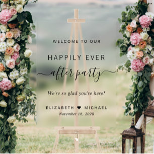 Panneau En Acrylique Fête de réception de mariage Bienvenue Après pour