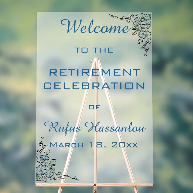 Panneau En Acrylique Fête des fleurs bleues modifiables (Neutre)