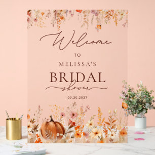 Panneau En Acrylique Fête des mariées Citrouille Boho Automne Aquarelle