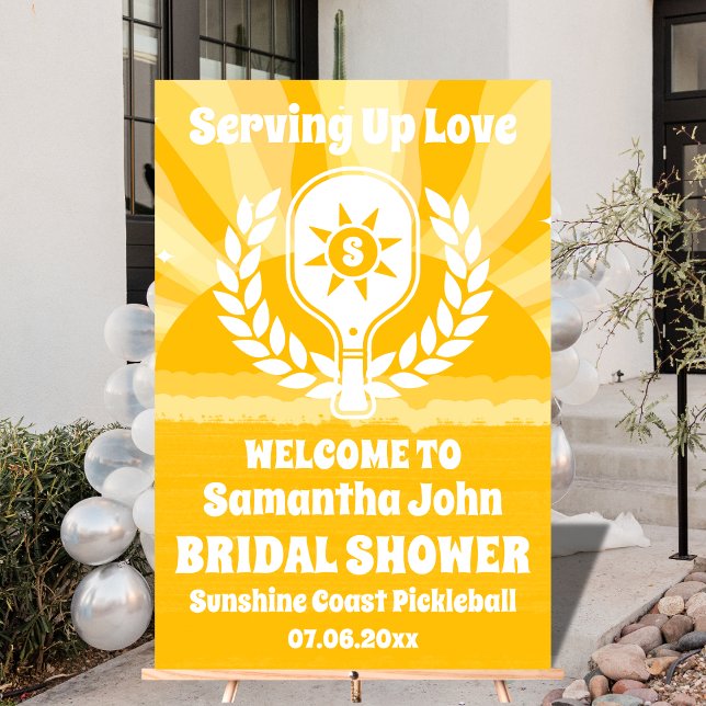 Panneau En Acrylique Fête des mariées de Pickleball Retro Sunshine (Large Party Signs/Banners)