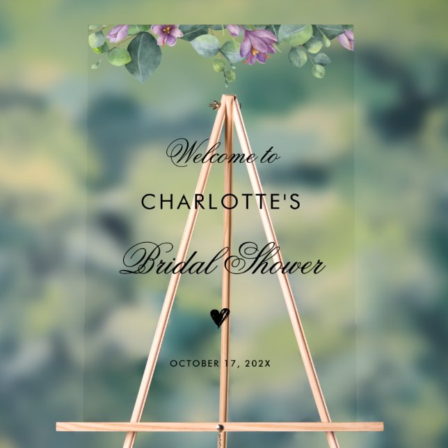 Panneau En Acrylique Fête des mariées de script Eucalyptus botanique (Neutre)