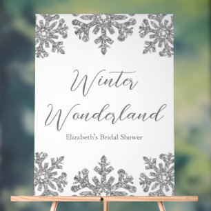 Panneau En Acrylique Fête des mariées d'hiver Silver Snowflake
