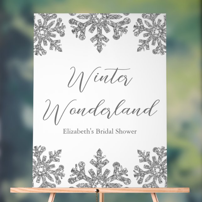 Panneau En Acrylique Fête des mariées d'hiver Silver Snowflake (Neutre)