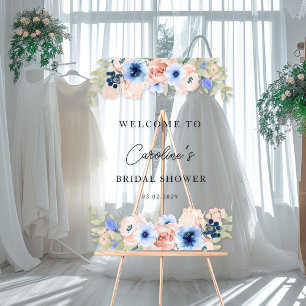 Panneau En Acrylique Fête des mariées florale bleu bracelet