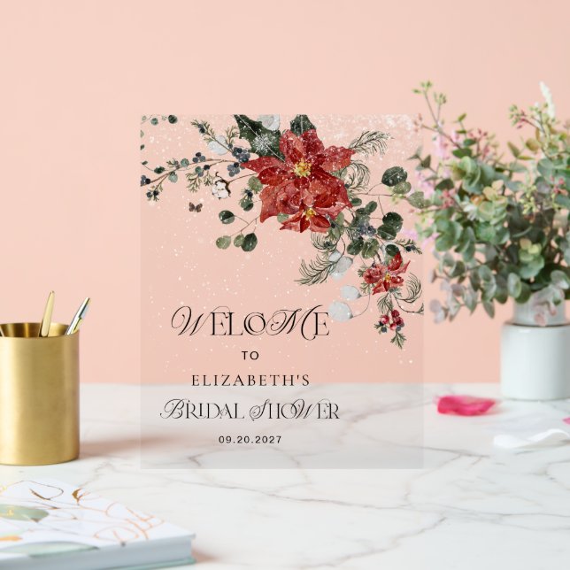 Panneau En Acrylique Fête des mariées florale d'hiver Bienvenue (Mariage)