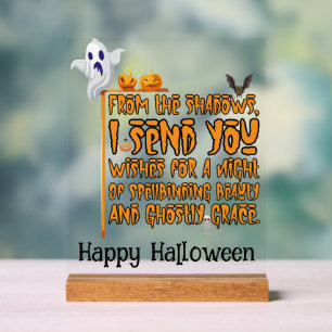 Panneau En Acrylique Fête d'Halloween Salutations Fantomatiques