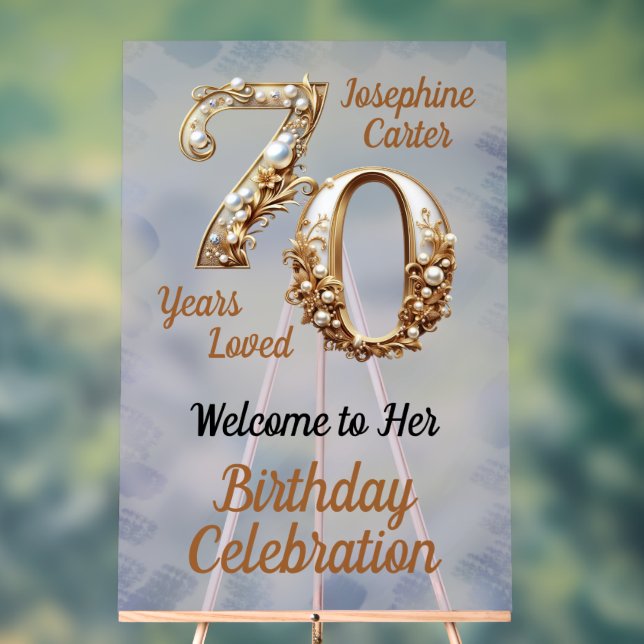 Panneau En Acrylique Fête élégante pour 70e anniversaire (Neutre)