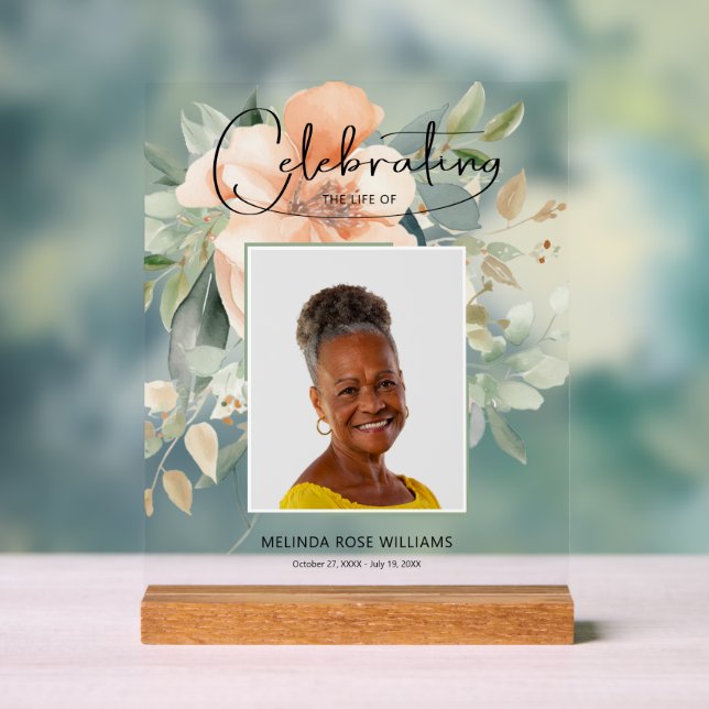 Panneau En Acrylique Fête florale de la vie funéraire (Neutre)