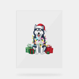 Panneau En Acrylique Feu de Noël Feu de Noël Chapeau de l'Alaska Chien 