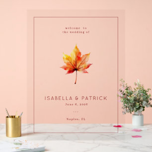 Panneau En Acrylique Feuille Aquarelle Automne Chaud