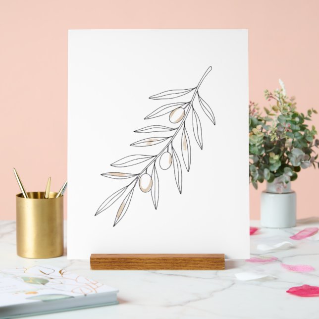 Panneau En Acrylique Feuille de branche d'olive  (Mariage)