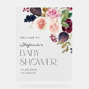 Panneau En Acrylique Figes botaniques et Baby shower des fleurs de Bour