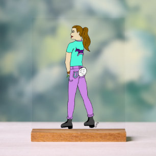 Panneau En Acrylique fille avec une queue de lapin  