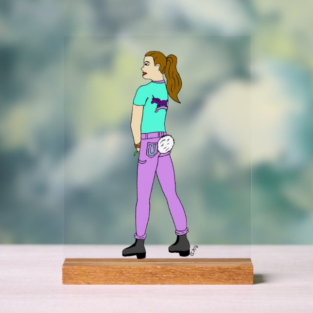 Panneau En Acrylique fille avec une queue de lapin   (Neutre)