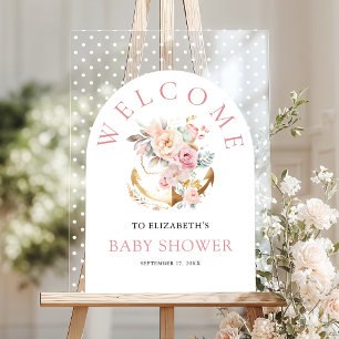 Panneau En Acrylique Fille d'ancre florale Arche Baby Shower Bienvenue
