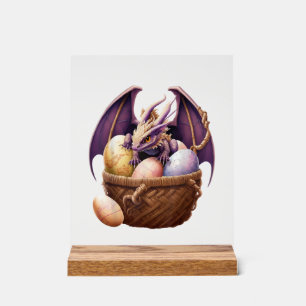 Panneau En Acrylique Fille Dragon Amoureux Collectant des œufs de Pâque