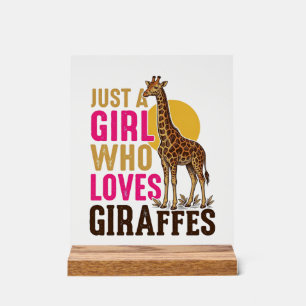 Panneau En Acrylique Fille qui aime les girafes Vintage Giraffe Shirt D