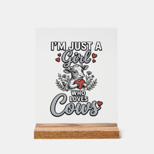 Panneau En Acrylique Fille qui aime les vaches Vintage T-shirt de conce
