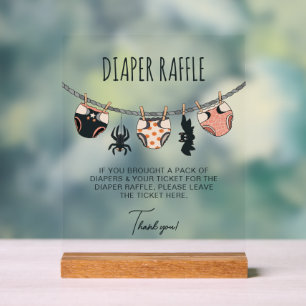 Panneau En Acrylique Fille rose Halloween Baby shower Déchets Raffle