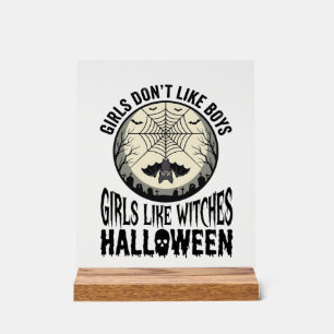 Panneau En Acrylique Filles comme sorcières Halloween Design Vector Vin