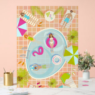 Panneau En Acrylique Filles en bikini et garçons jouant à un jeu de pis