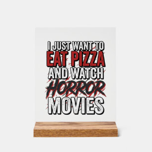 Panneau En Acrylique Films d'horreur de pizza Typographie vintage Hallo