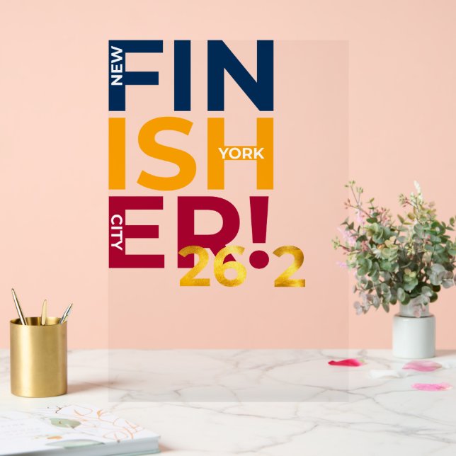 Panneau En Acrylique Finisseur du Marathon de New York (Mariage)